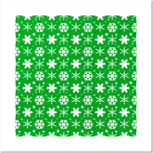 Snowflakes Green Posters and Art